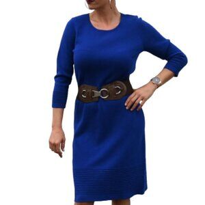 TALBOT 100% Merino wool midi strait dress